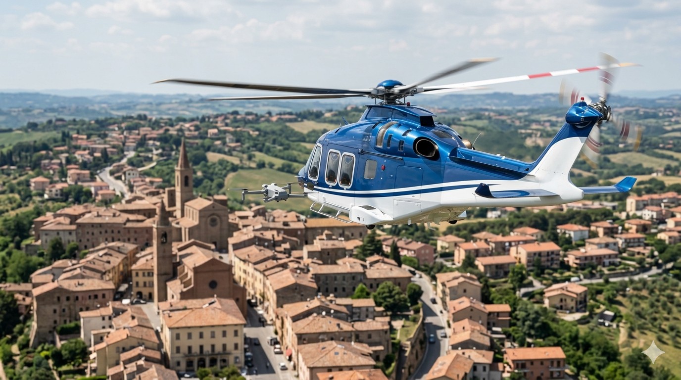 immagine di near miss tra drone ed elicottero ai images