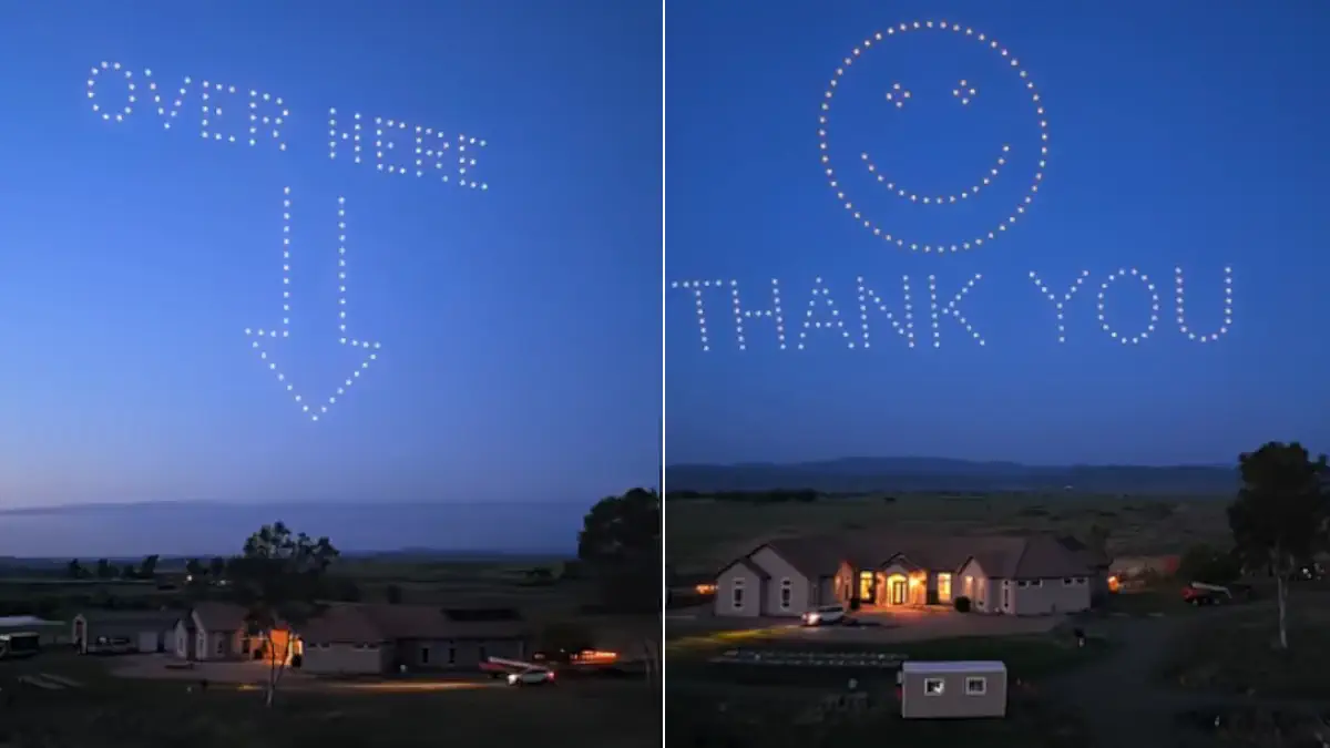 drone show per segnali al corriere negli usa