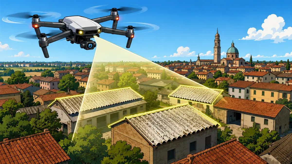 lodi droni per controllare amianti sui tetti della città