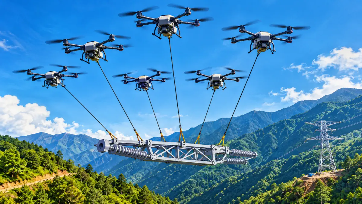 6 droni heavy lift cina trasportano carico pesante rete elettrica