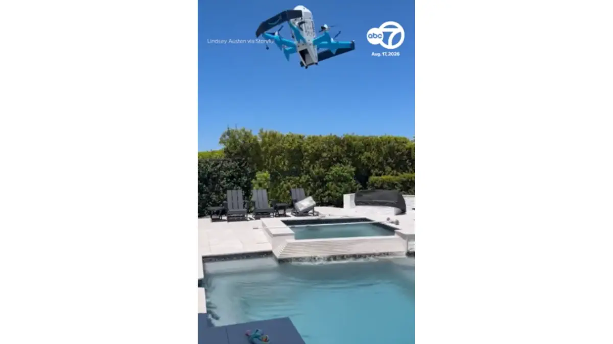 fail drone amazon prime air sgancia il pacco in piscina