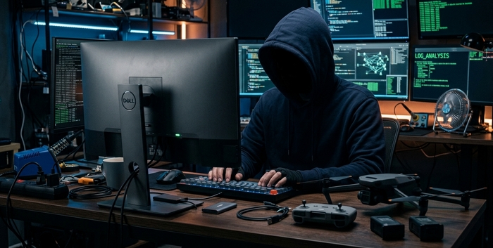 immagine di hacker falla sicurezza droni dji