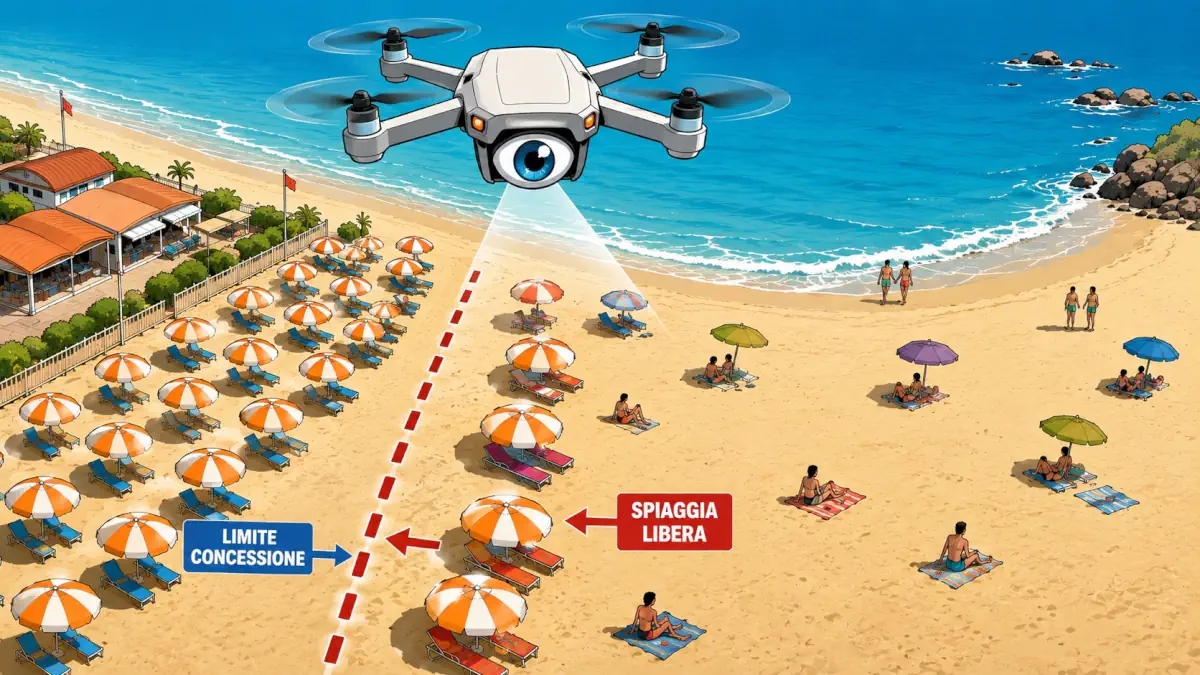 cecina droni scoprono ombrelloni di stabilimenti su spiaggia libera