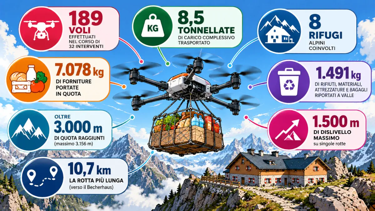 droni cargo estate 2026 trasporti verso i rifugi in alto adige